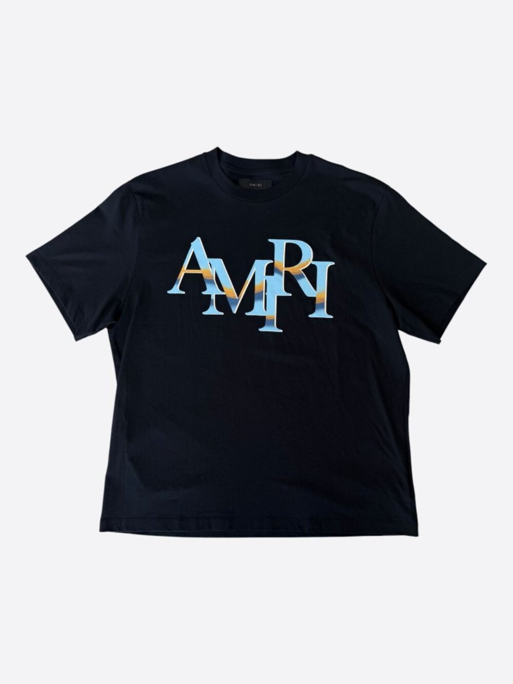 Amiri Black & Chrome Staggered Logo T-Shirt
